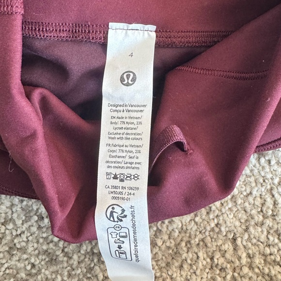 Lululemon Burgundy Leggings - Picture 3 of 3